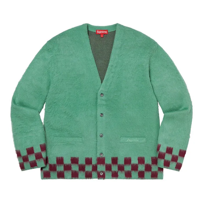 Supreme Brushed Checkerboard Cardigan- Mint