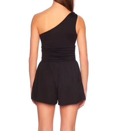Susana Monaco Twist One Arm Romper 3" inseam - Black