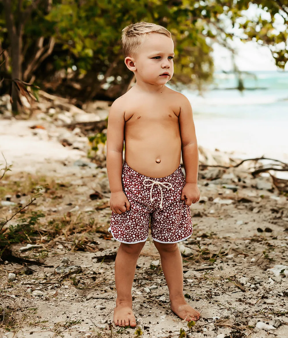 Swim Shorts in Terracotta Shell Print