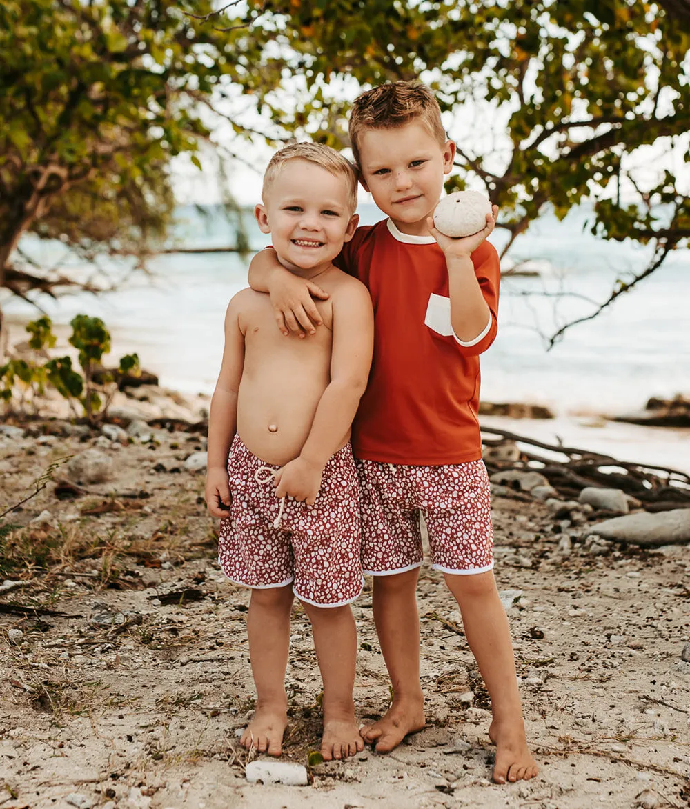 Swim Shorts in Terracotta Shell Print