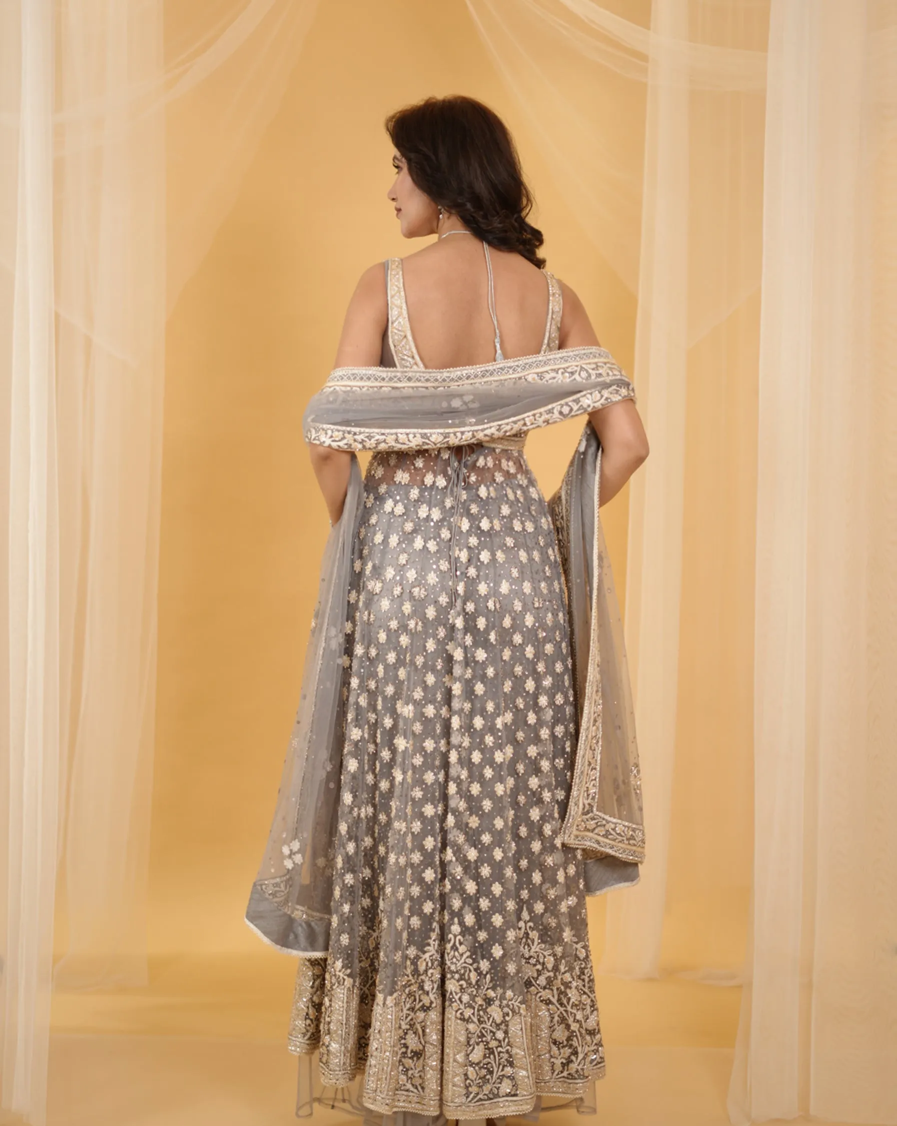 The Grey Floral Anarkali
