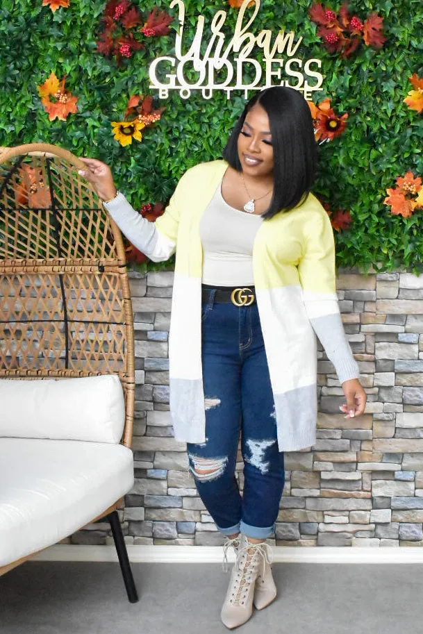 The “Knit's Not the Time” Yellow Cardigan