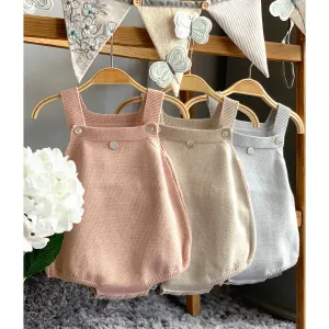 THE Knitted Dungaree Romper - Neutral