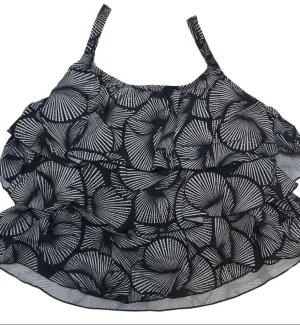T.H.E. Women's Black Triple Tier Round Neck Tankini Swim Top #4380 22 NWT