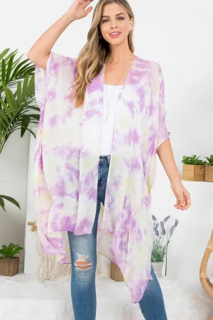 TIE DYE BOHEMIAN OPEN FRONT KIMONO