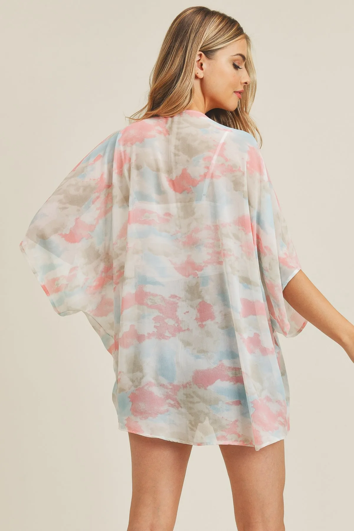 TIE DYE HIP LENGTH KIMONO