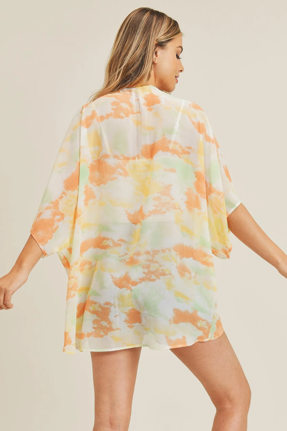 TIE DYE HIP LENGTH KIMONO