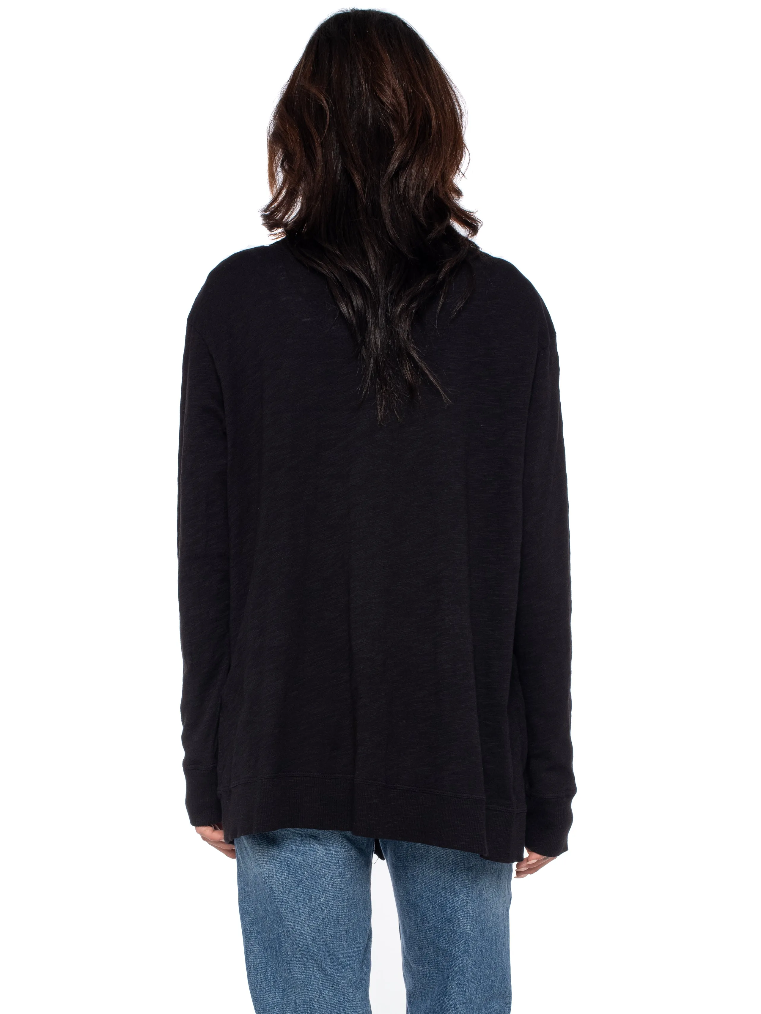 Tie Front Long Sleeve Mix Rib Cardigan