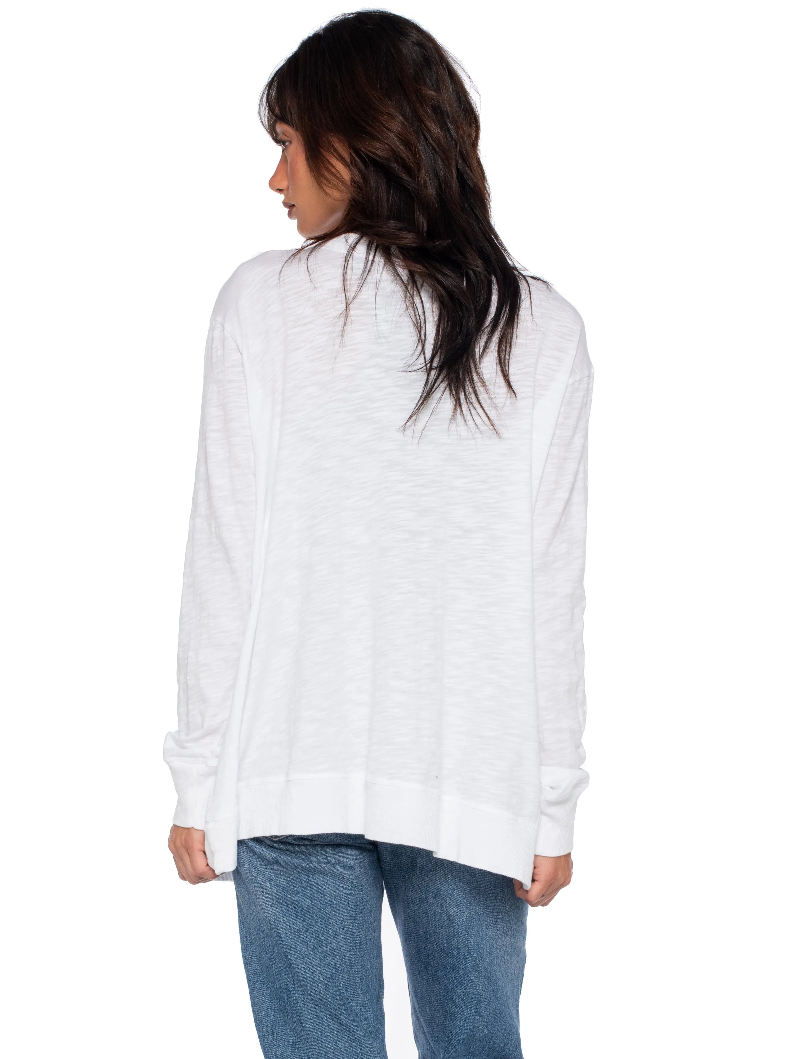 Tie Front Long Sleeve Mix Rib Cardigan