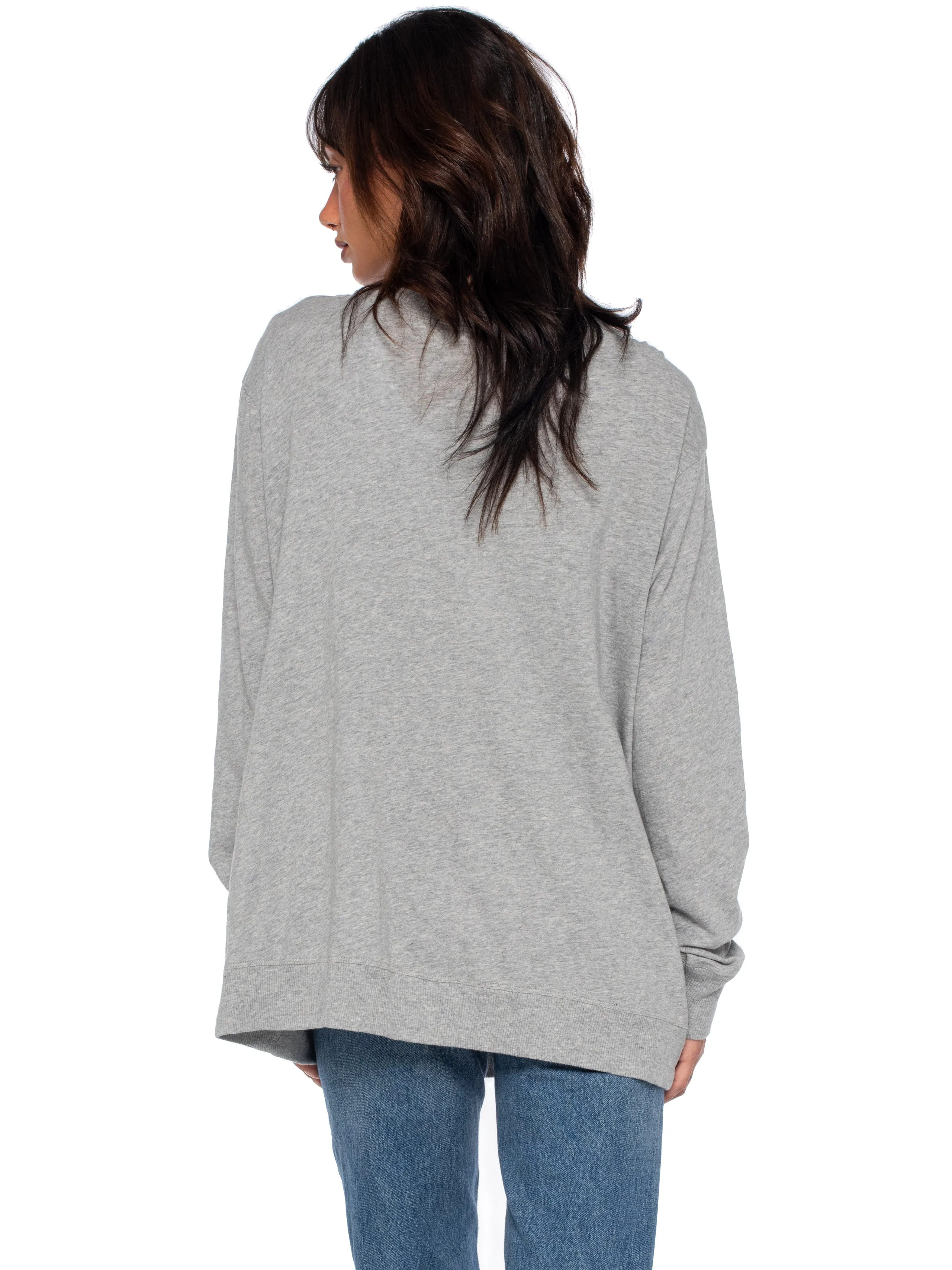 Tie Front Long Sleeve Mix Rib Cardigan