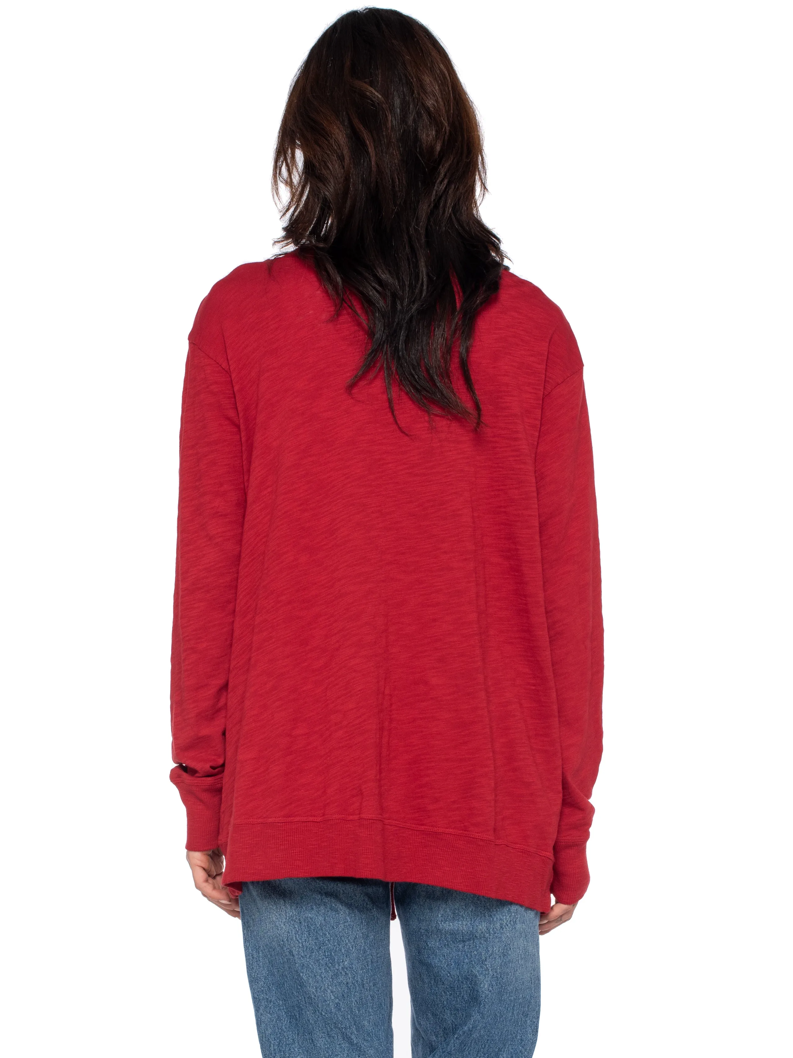 Tie Front Long Sleeve Mix Rib Cardigan