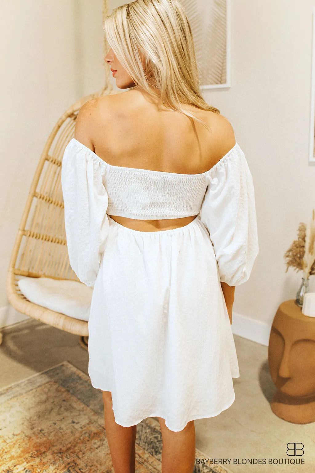 Tie Front Mini Dress-White
