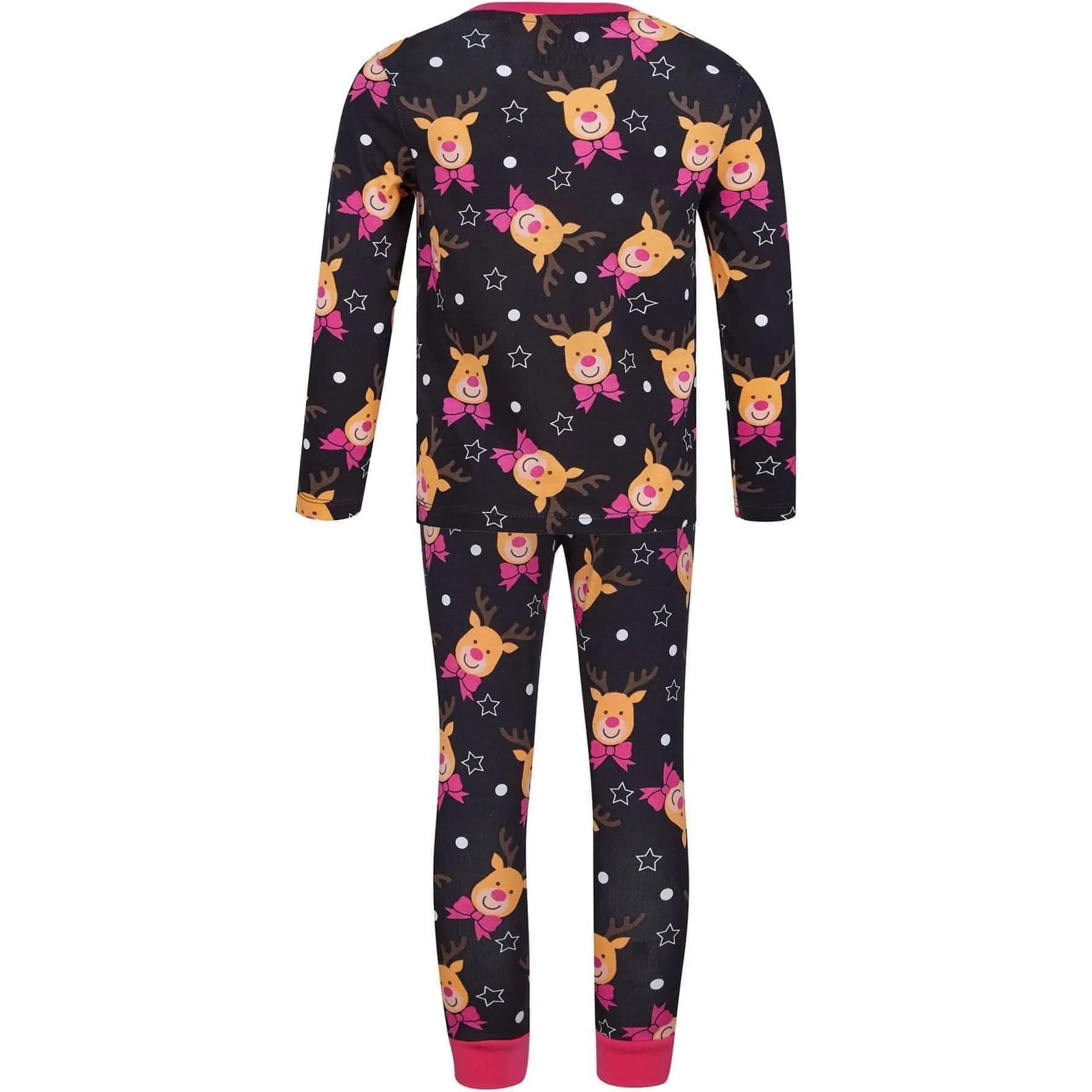 Tokyo Laundry Reindeer Repeat 2 Piece Girls Christmas Pyjama Set - Navy