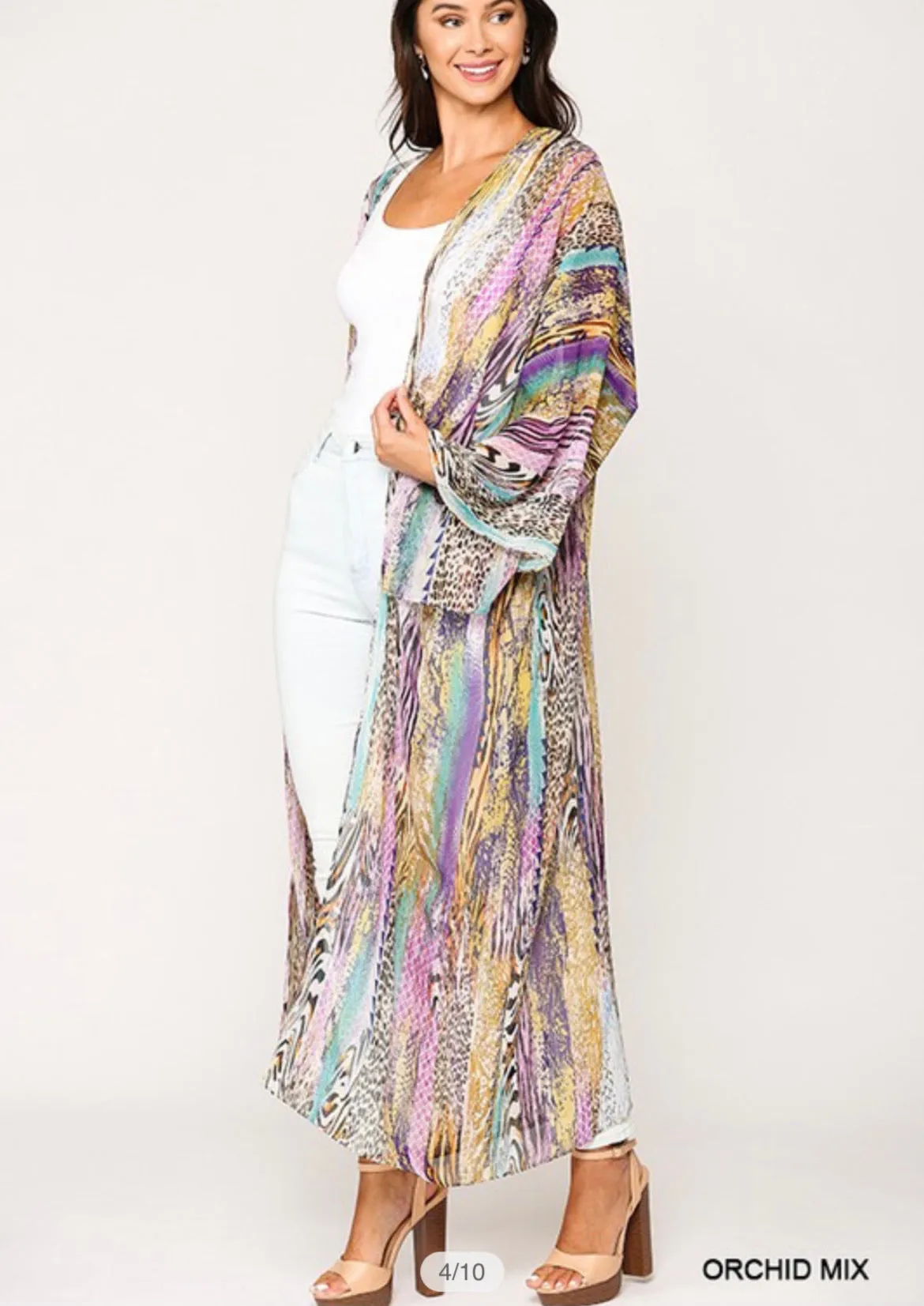 Too Haute Kimono• Maxi length open front kimono