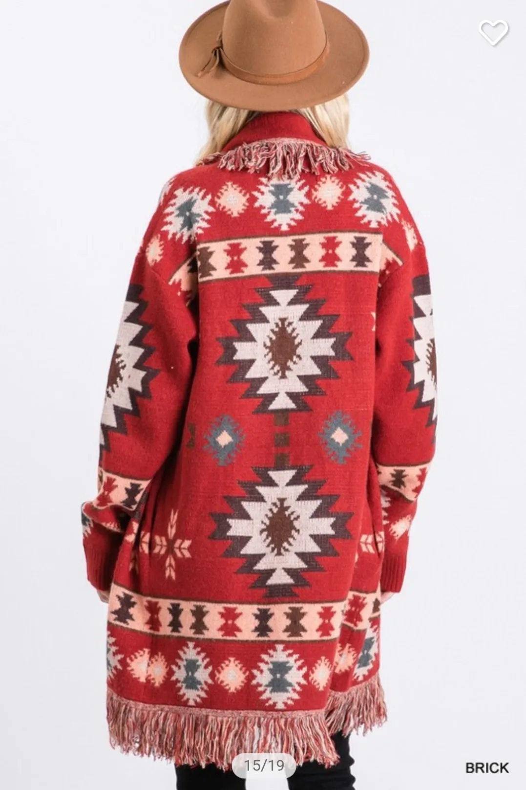 Tribal Print Fringe Cardigan