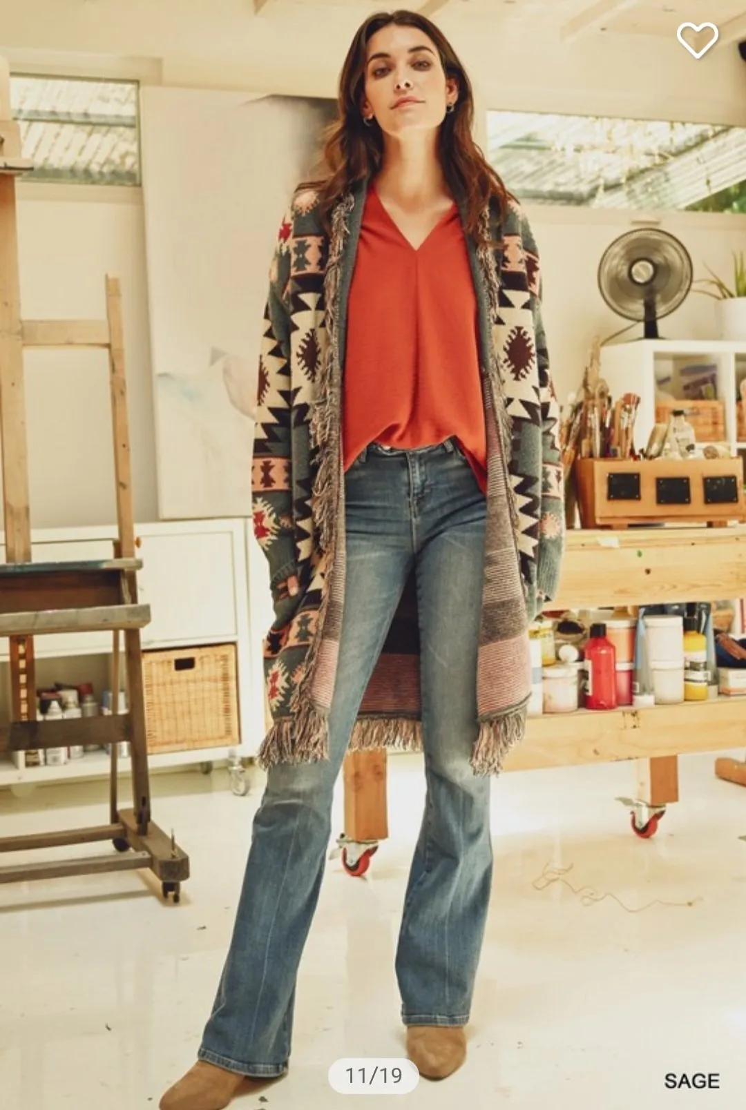 Tribal Print Fringe Cardigan