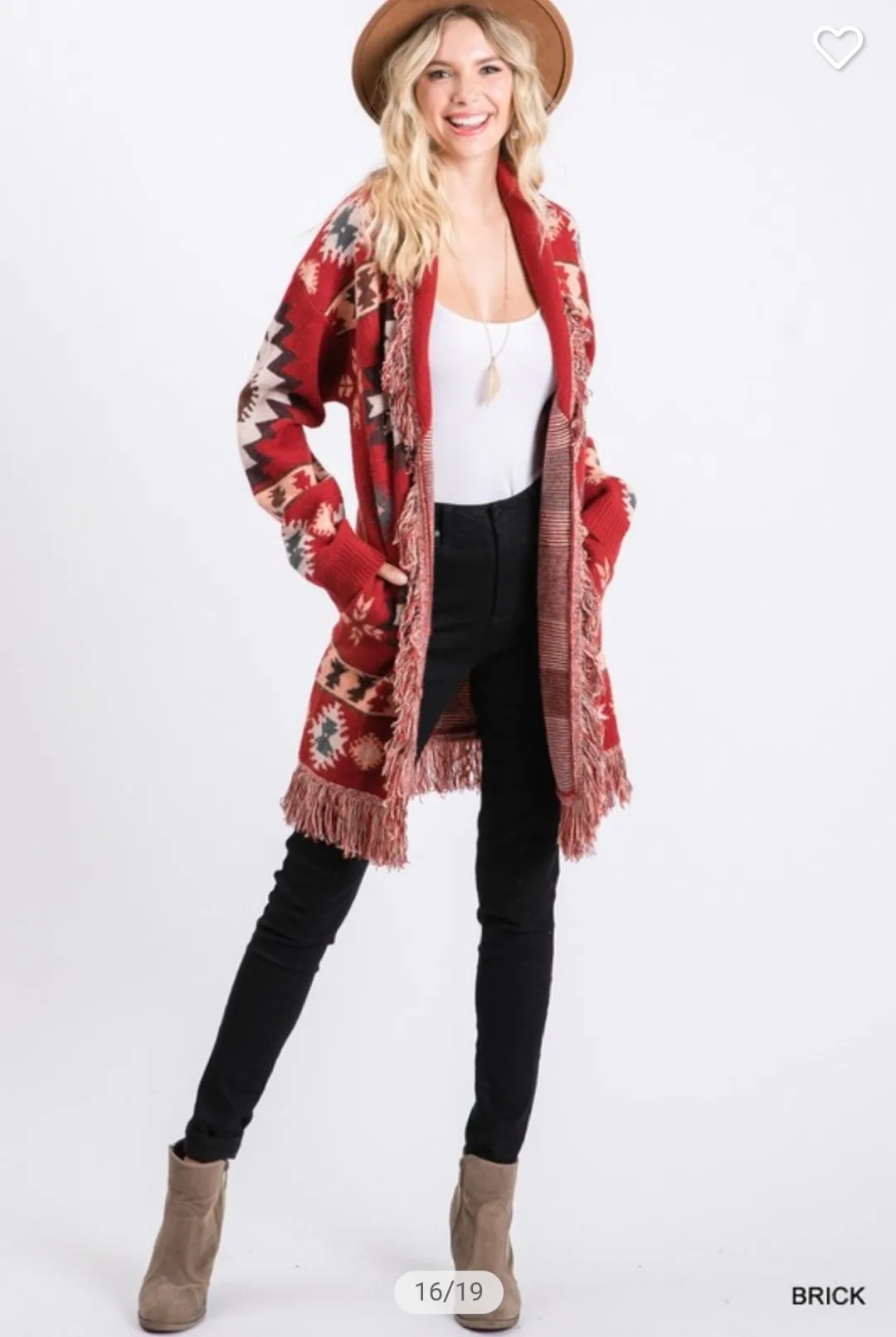 Tribal Print Fringe Cardigan