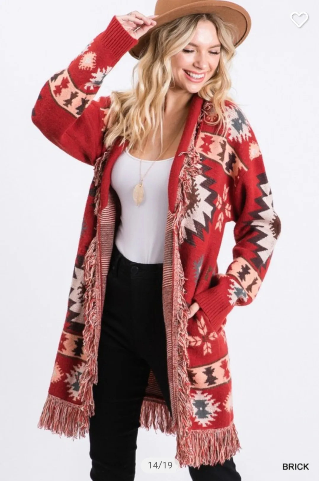 Tribal Print Fringe Cardigan