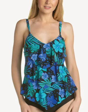Tropical Tiered Ruffle Tankini Top