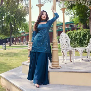 Turquoise Palazzo Kurta Set