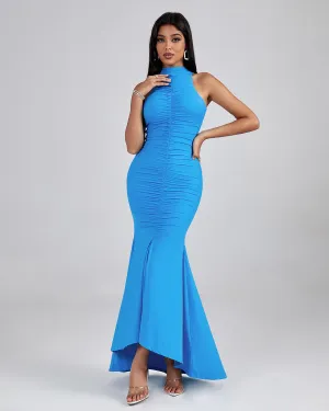 Turtleneck Ruched Maxi Bodycon Dress