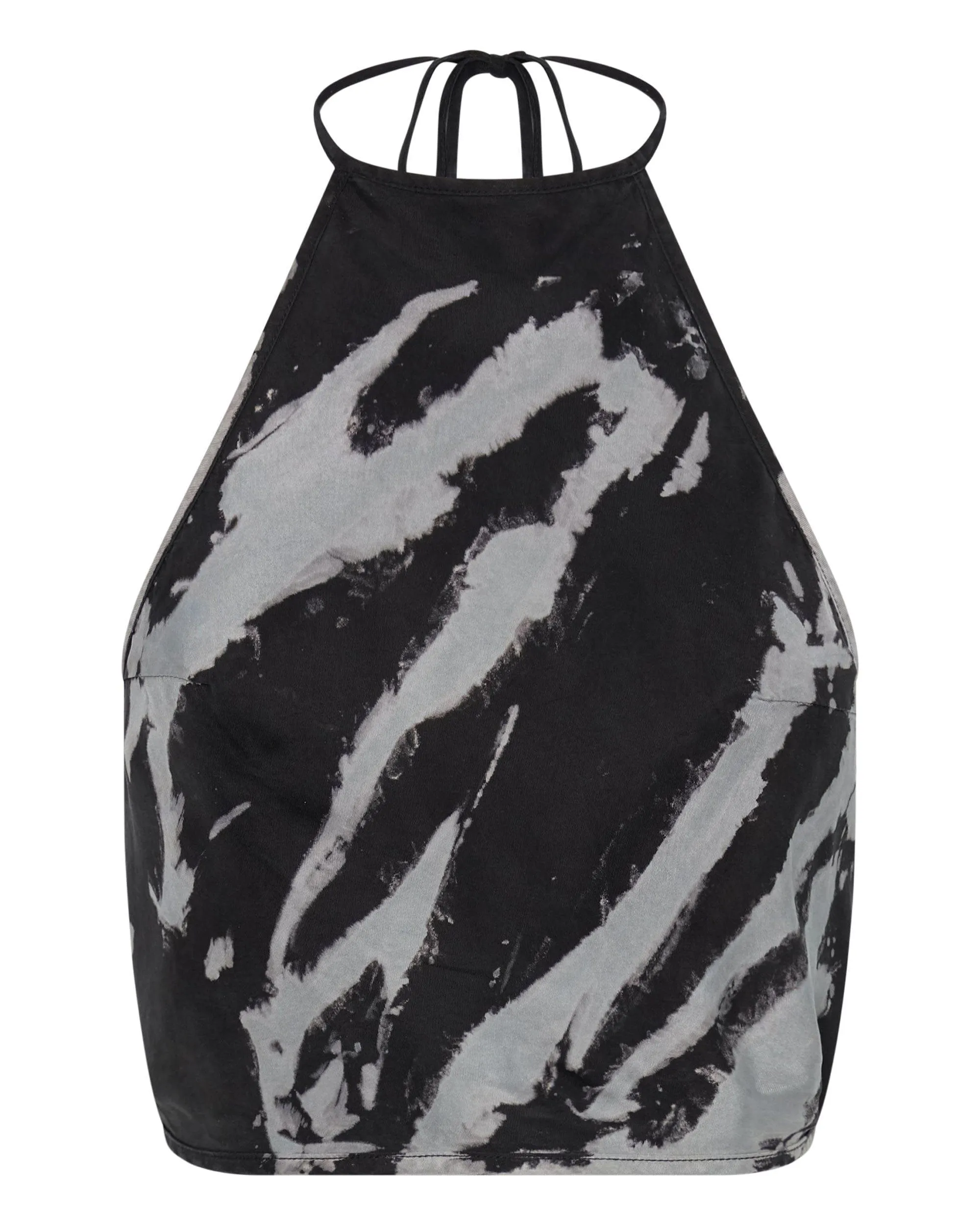 TWIST THROUGH BIAS HALTER TOP | BLACK TIE DYE