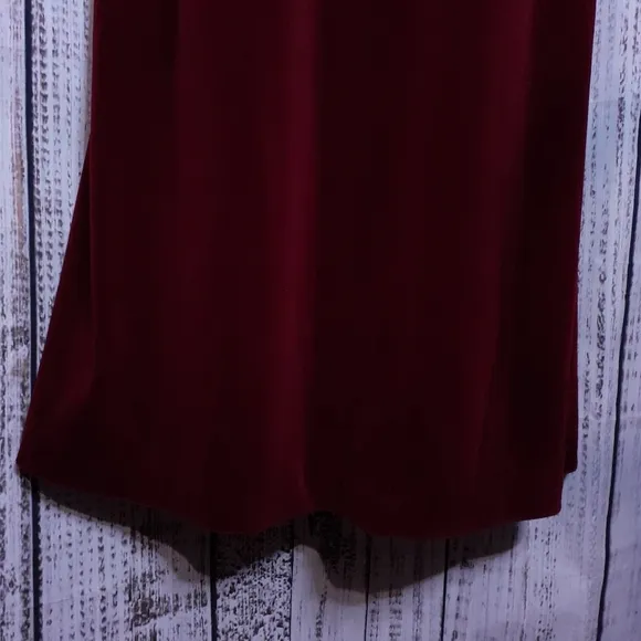 Velour ruby red maxi lounger house dress w ruffles