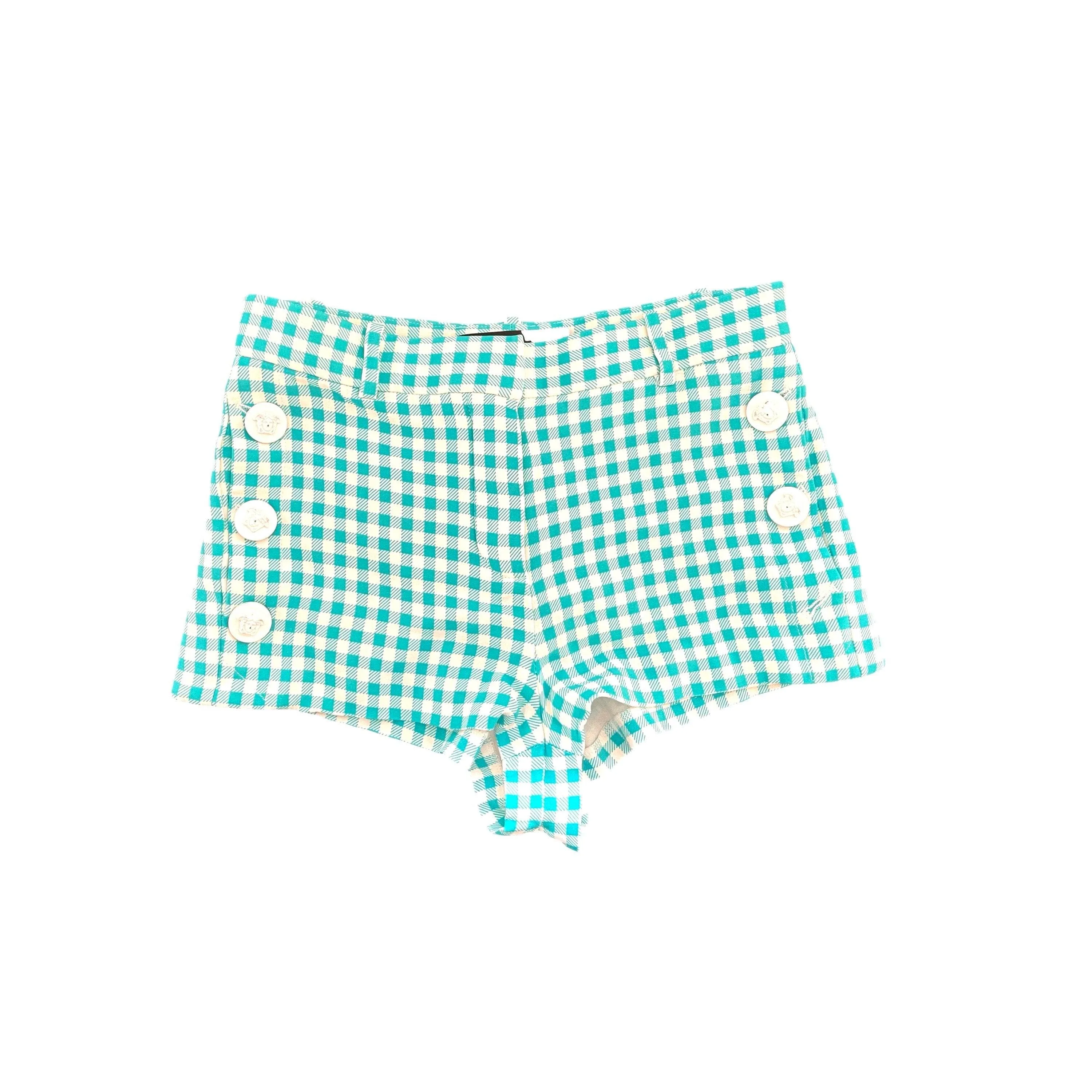 Versace Turquoise Plaid Swim Shorts
