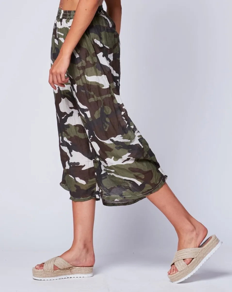 Vintage Camo Crinkle Palazzo Pant