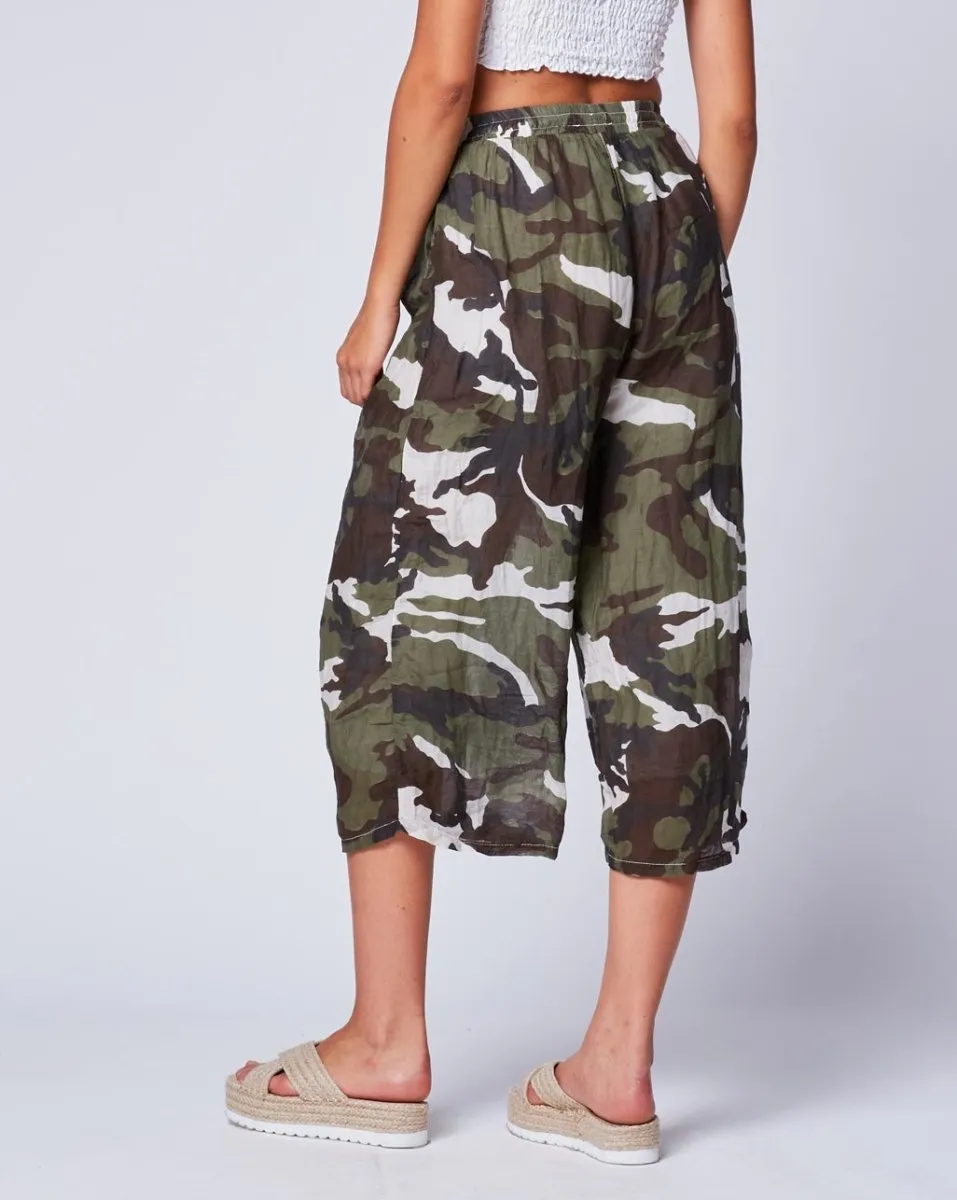 Vintage Camo Crinkle Palazzo Pant