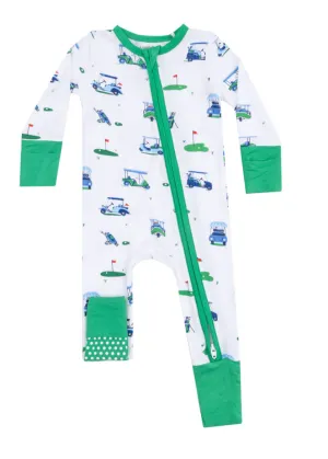 Vintage Golf Carts - Blue 2 Way Zipper Romper