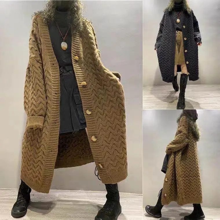 Vintage Women Knitting Plus Sizes Cardigan Sweaters