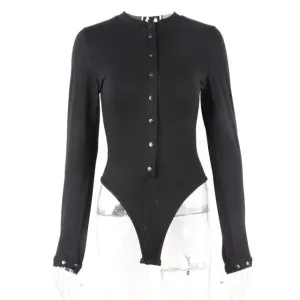 Women's Beautiful Ribbed Button Down Winter Bodysuit..
