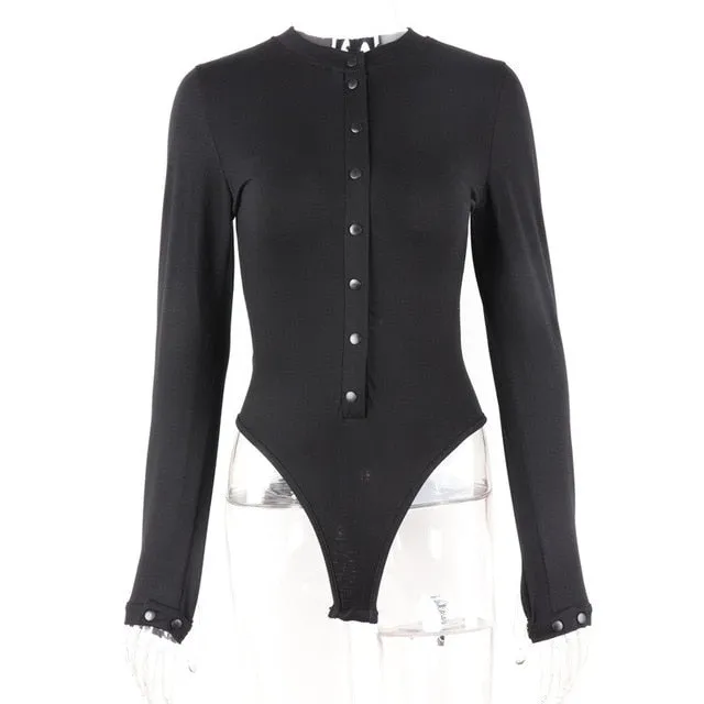 Women's Beautiful Ribbed Button Down Winter Bodysuit..
