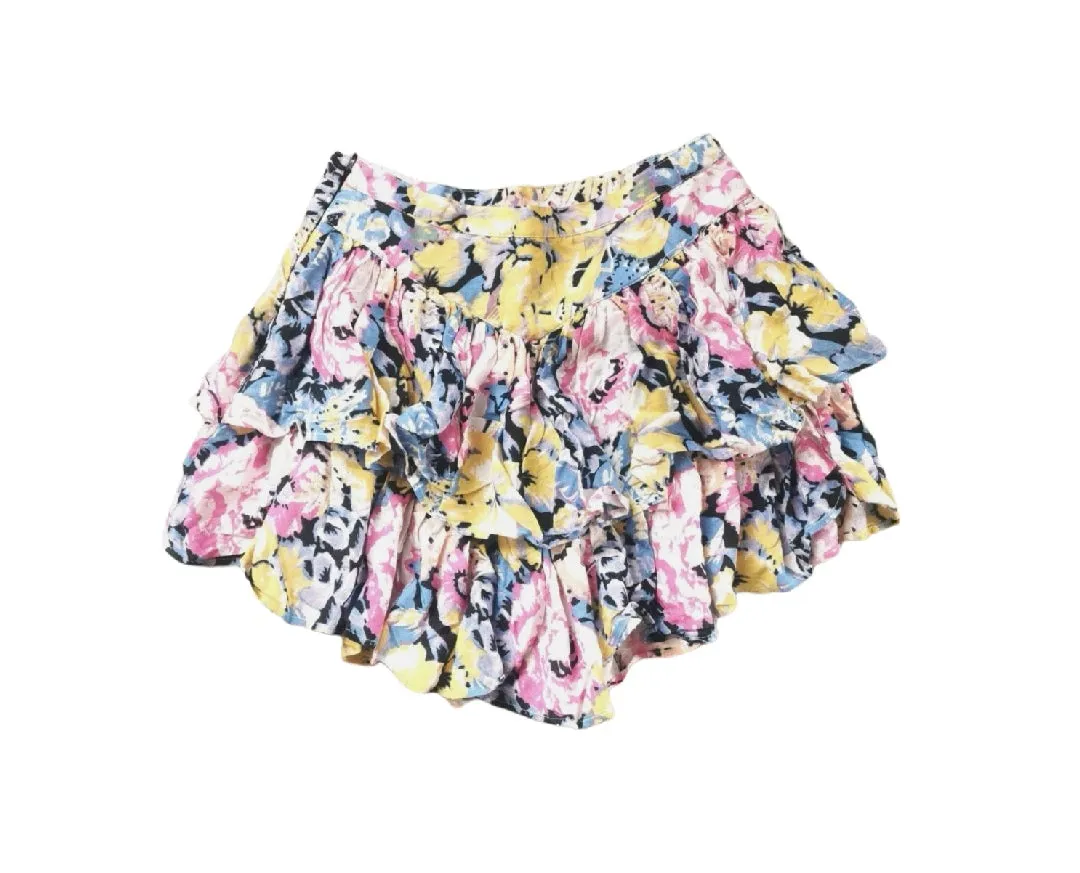 WOMENS SIZE 2 or TEEN GIRL - KIMCHI BLUE, Floral Ruffle Skirt, Bohemian Style NWOT B33