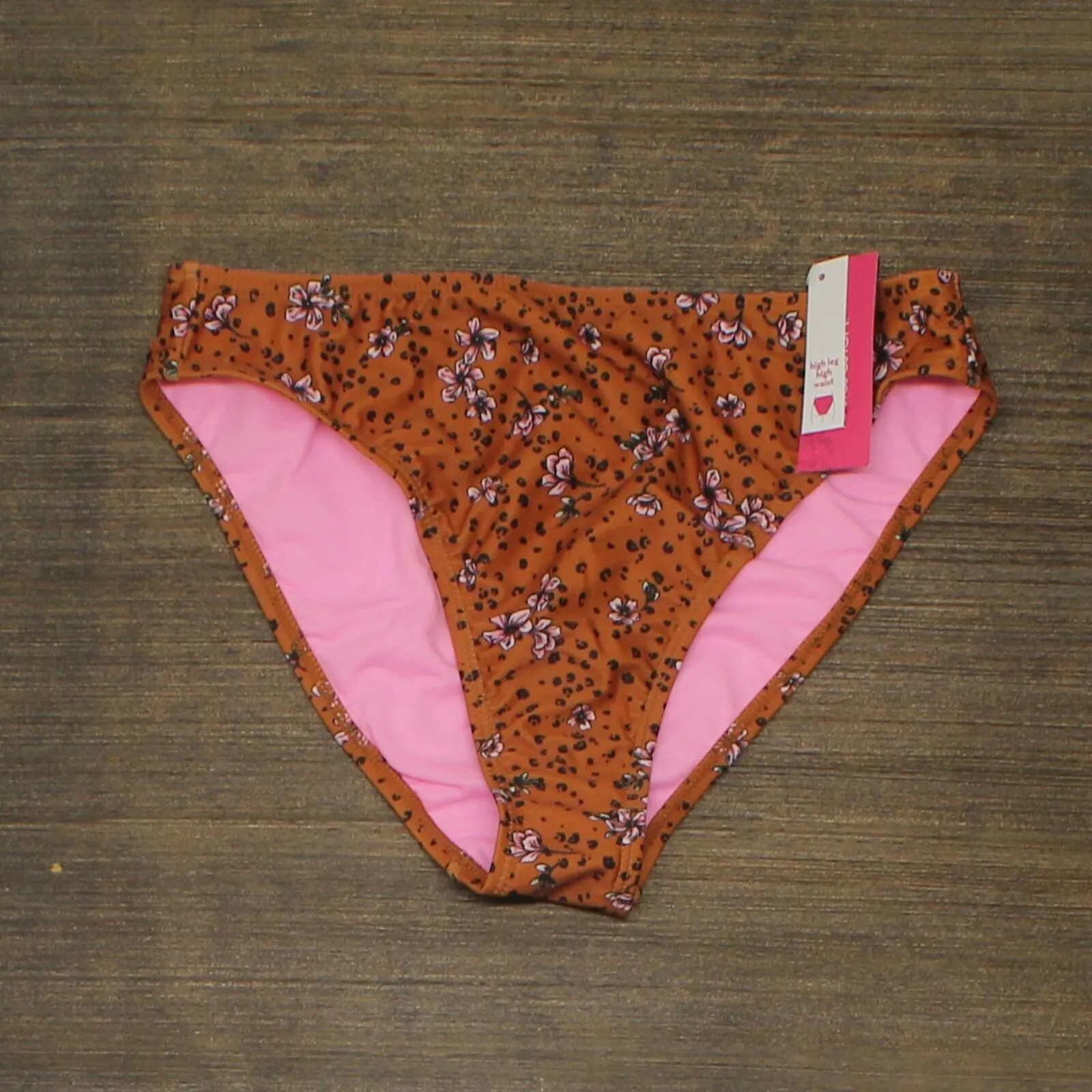 Xhilaration Juniors' High Leg Mid Waist Bikini Bottom AFU43B