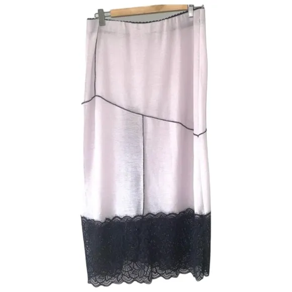 XS, S, M - FREE PEOPLE INTIMATELY Into You Half Column Slip Pink Black Lace NWOT