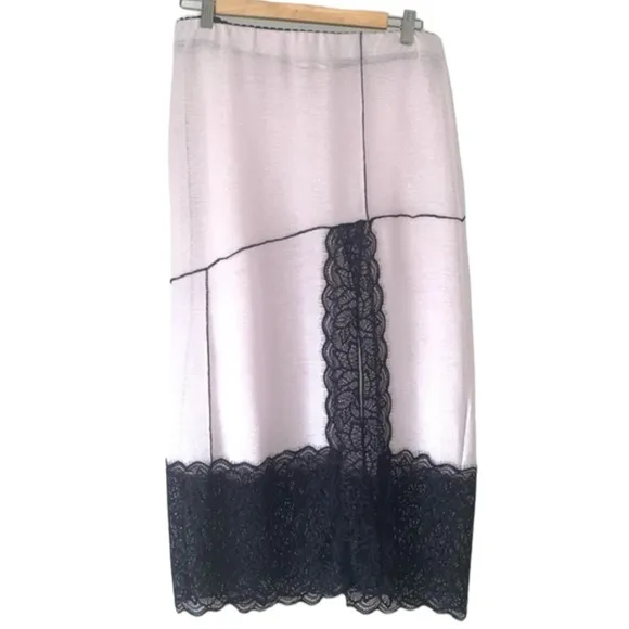XS, S, M - FREE PEOPLE INTIMATELY Into You Half Column Slip Pink Black Lace NWOT