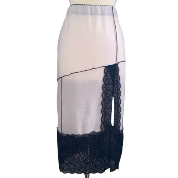 XS, S, M - FREE PEOPLE INTIMATELY Into You Half Column Slip Pink Black Lace NWOT