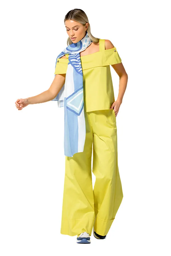 YELLOW COTTON PALAZZO TROUSERS
