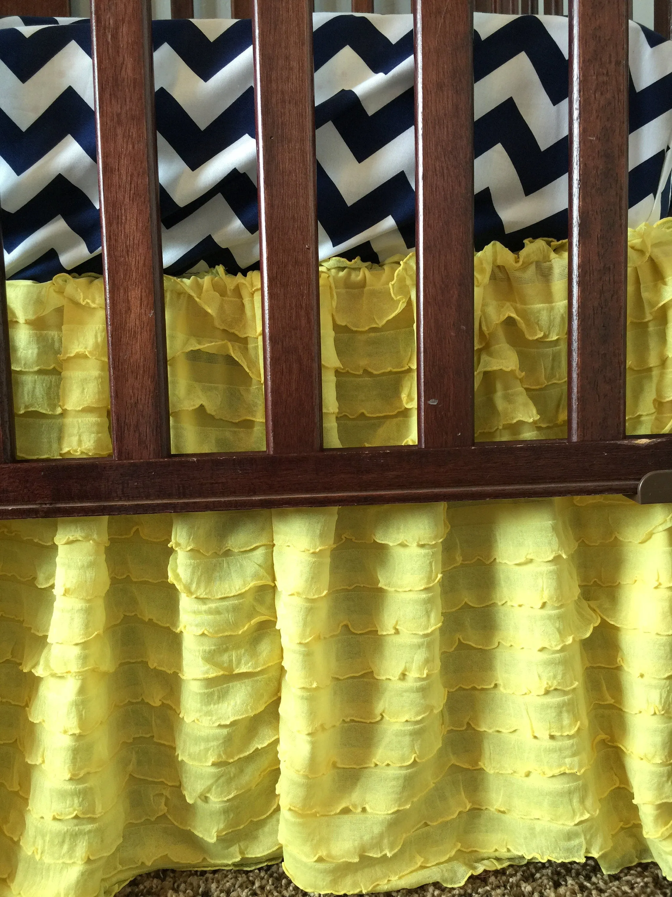 Yellow Crib Skirt Girl Nursery Bedding, Ruffle Bed Skirt Crib Dust Ruffle