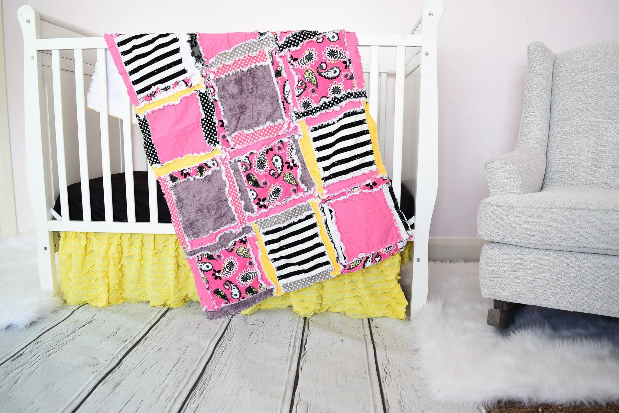 Yellow Crib Skirt Girl Nursery Bedding, Ruffle Bed Skirt Crib Dust Ruffle
