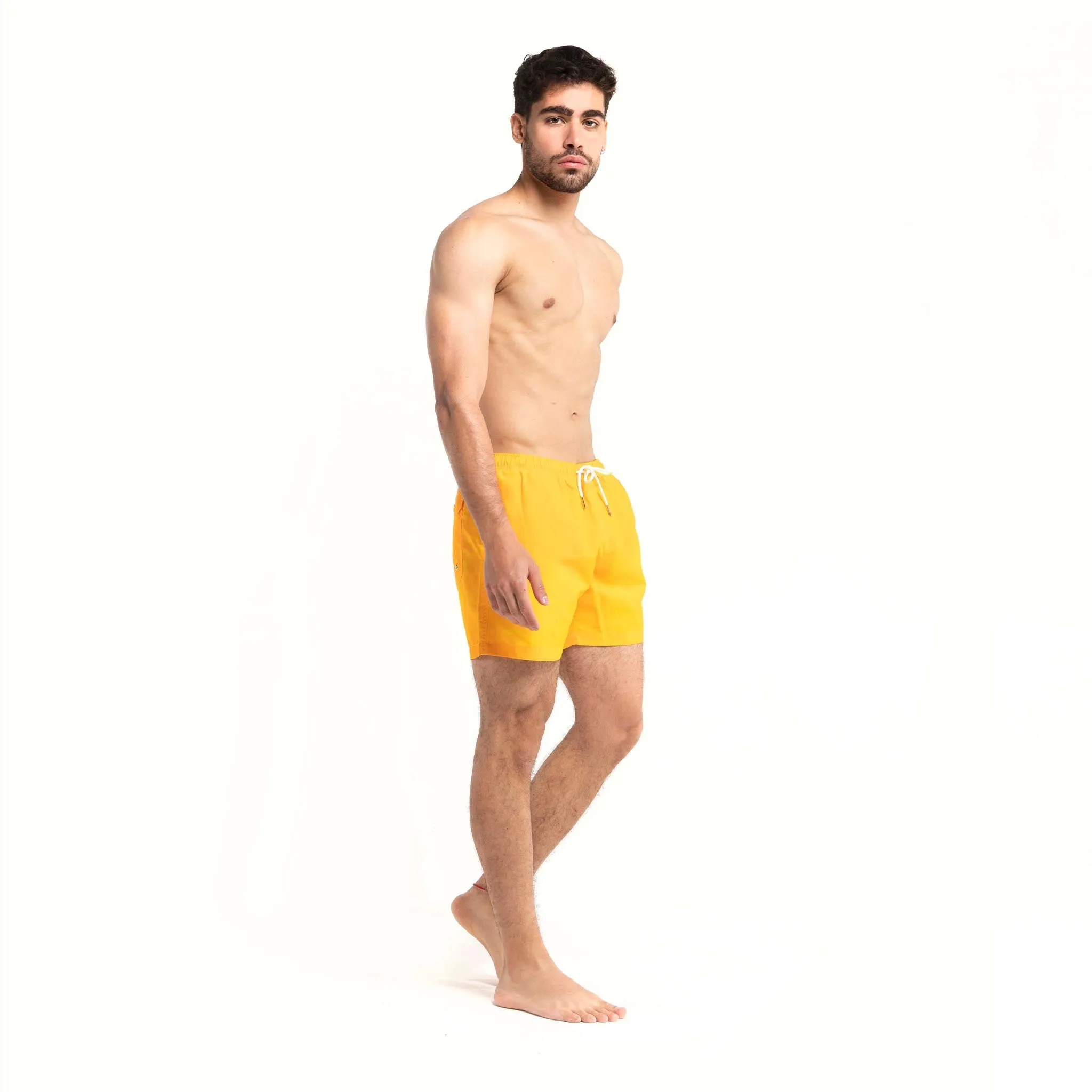 Yellow to Orange - 5" Swim Trunks   Color Changing by Bermies Swimwear
