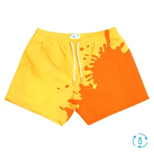 Yellow to Orange - 5" Swim Trunks   Color Changing by Bermies Swimwear