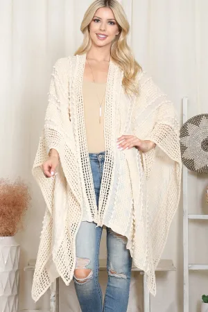 ZIGZAG POMPOM CROCHET PALMER KIMONO