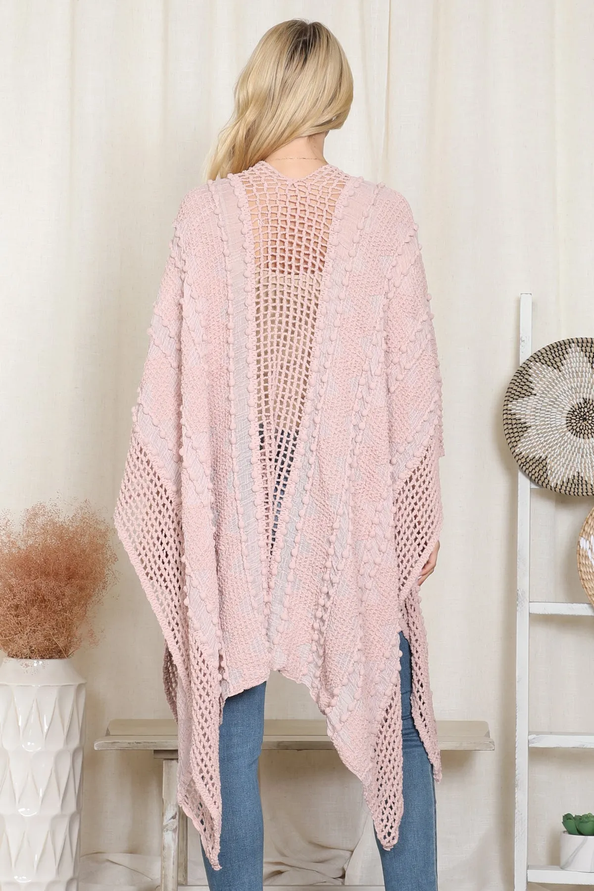 ZIGZAG POMPOM CROCHET PALMER KIMONO